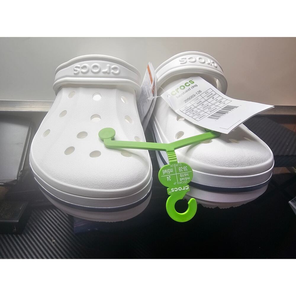 Crocs Bayaband Womens Slip-on Clogs Size 8 White Navy Water Friendly Lightweight - Picture 2 of 8